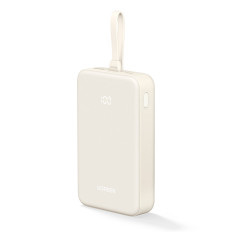 PowerBank 20000mAh 22.5W USB-C USB-A innebygd USB-C-kabel - hvit