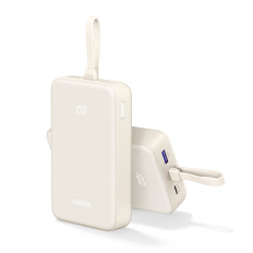 PowerBank 20000mAh 22.5W USB-C USB-A BUBLOW-IN USB-C-kabel - Hvid