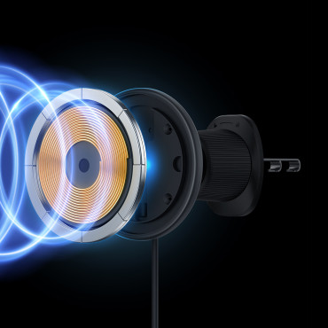 "IPhone" automobilio laikiklis su 15W indukcinio krautuvo ant "CHARCED ORLANCE" - juoda
