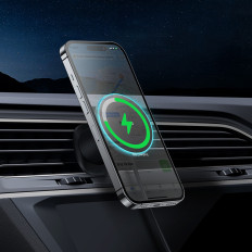 Imetnik avtomobilov za iPhone s 15W indukcijskim nakladačkom na Chechered Aircraft - črna