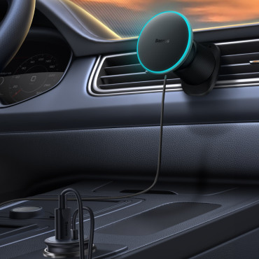 Suporte de carro para iPhone com carregador de indução 15w em aviões quadriculados - preto