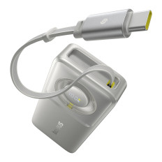 Powerbank Free2Pull 10000mAh 30W z portem USB-C i rozwijanym kablem USB-C - szary