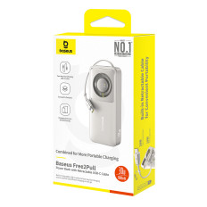 PowerBank Free2Pull 10000mAh 30W s USB-C portem a rozevíracím kabelem USB-C - šedá