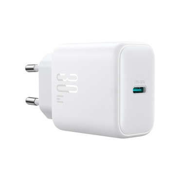 USB-C PD 30W QC SFC + Nätverksladdare + USB-C 1M-kabel - Vit