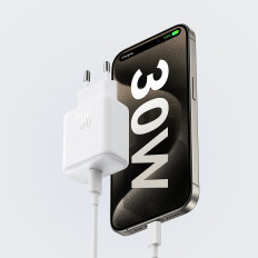 USB-C PD 30W QC SFC + Omrežni polnilnik + USB-C1M kabel - bela