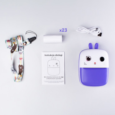 MINI Termiskais printeris bērniem ar kameru un kameru - violetu