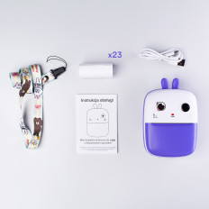 MINI Termiskais printeris bērniem ar kameru un kameru - violetu