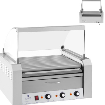 Rolrolrol met schild en verwarmingslade voor Bulk 20 Schen Hotdog 2600W 230V Royal Catering