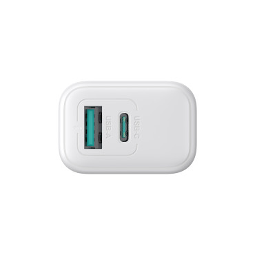 USB-C USB-A Carregador de Rede 20W PD QC 3.0 - Branco