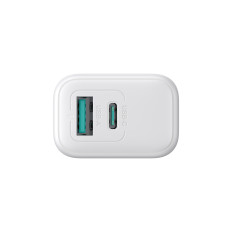 USB-C USB-A Carregador de Rede 20W PD QC 3.0 - Branco