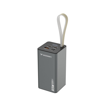 Powerbank K65 + 65W 30000mAh 2x USB-C 1X USB-A 65W - Preto