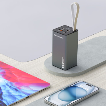 Powerbank K65 + 65W 30000mAh 2x USB-C 1X USB-A 65W - Preto