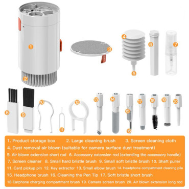 20W1 Multifuncional Cleaning Set para Fones de Ouvido Telefone Teclado Tela Optics - Branco