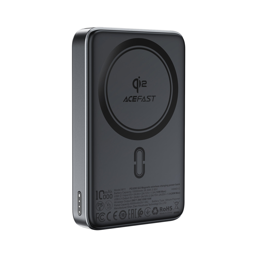 Powerbank magnet 10000 10000mAh 30W Qi2 med MagSafe - svart