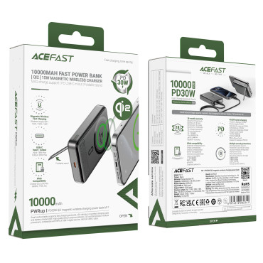 Powerbank magnet 10000 10000mAh 30W Qi2 med MagSafe - svart