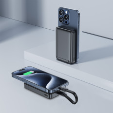 Powerbank magnet 10000 10000mAh 30W Qi2 med MagSafe - svart