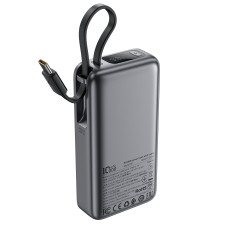 PowerBank 10000MAH PD30W ar iebūvētu USB-C kabeli - melns