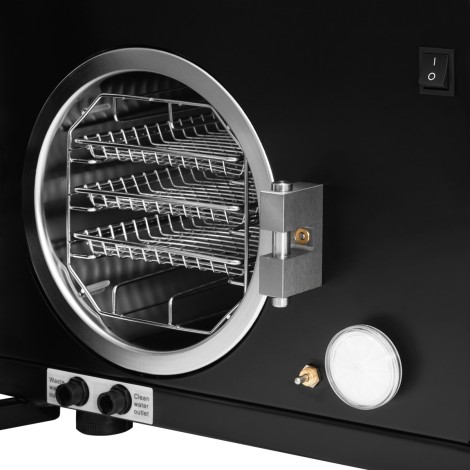 LAFOMED AUTOCLAVE STANDARD LINE LFSS08AA LED S TLAČIARŇOU 8 L TRIEDA B MEDICÍNSKY ČIERNY — pohľad spredu