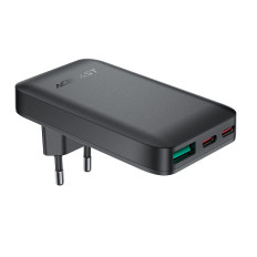 Caricatore piatto 65W Gan 2 USB-C USB-A Ultra sottile - Nero