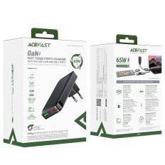 Plattlastare 65W GAN 2 USB-C USB-A Ultra Tunn - Svart