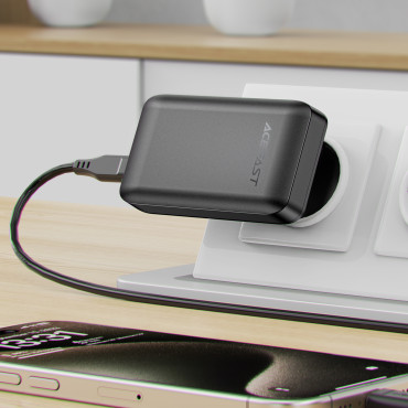 Plattlastare 65W GAN 2 USB-C USB-A Ultra Tunn - Svart