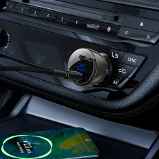 60W 2x USB-C Car Car Sky z zaslonom in kovinskim ohišjem - Črna