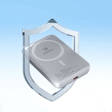 Μαγνητική PowerBank 10000 mAh με καλώδιο USB-C 25 cm - λευκό