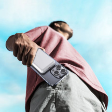 Magneettinen PowerBank 10000 mAh USB-C-kaapelilla 25 cm - valkoinen