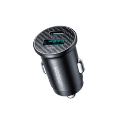 Mini 15W USB-A Automobilová nabíjačka USB-C - čierna