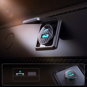 Mini 15W USB-A-autolader USB-C - zwart