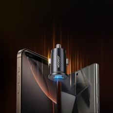 Mini 15W USB-A autós töltő USB-C - fekete