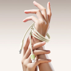 Cable USB-A cable - iPhone Lightning with a fluorescent tip 1.2m - beige