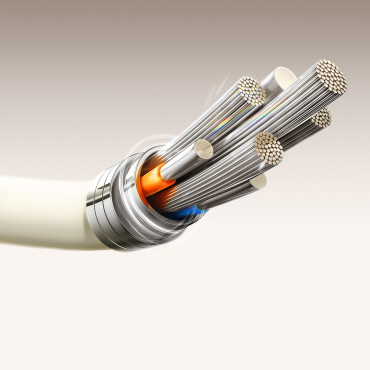 Cable USB-A Cable - USB-C con una punta fluorescente 1.2m - Beige
