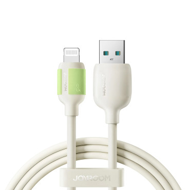 Καλώδιο USB-ένα καλώδιο - Iphone Lightning με άκρη φθορισμού 3α 2m - Μπεζ - Μπεζ