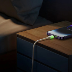 Kabel USB-kabel - iPhone strela s fluorescentno konico 3A 2M - bež