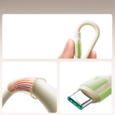 Kabeļu USB-a kabelis - USB-C ar fluorescējošo tip 3A 2m - bēšs