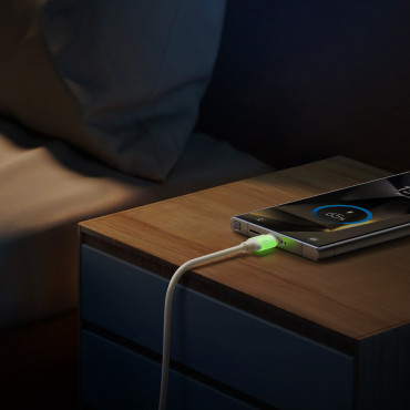 Kabeļu USB-a kabelis - USB-C ar fluorescējošo tip 3A 2m - bēšs