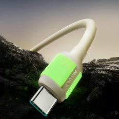 Kabeļu USB-a kabelis - USB-C ar fluorescējošo tip 3A 2m - bēšs