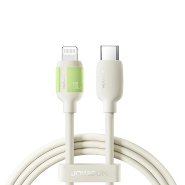 Kabel USB-C kabel - iPhone strele s fluorescentno 2M 30W - Bež konica