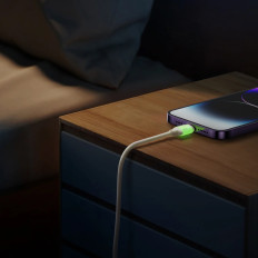 Kaabel USB-C-kaabel - iPhone Lightning fluorestseeruva 2M 30W - beeži otsaga