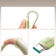 Καλώδιο καλωδίου USB-C - USB-C με φθορίζουσα άκρη 60W 2M - μπεζ