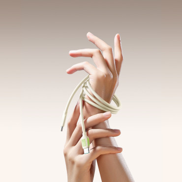 Καλώδιο καλωδίου USB-C - USB-C με φθορίζουσα άκρη 60W 2M - μπεζ