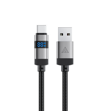 Kábel USB-A - kábel USB-C s displejom 480 MB / S 66W 1.2m - čierna