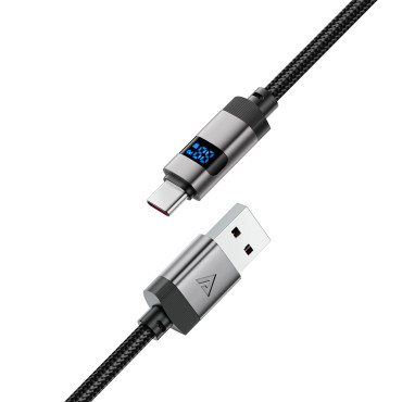 Καλώδιο USB-A - καλώδιο USB-C με οθόνη 480MB / s 66W 1.2m - μαύρο