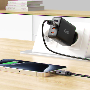 Kabel-USB-A - USB-C-Kabel mit 480 MB / s 66W-Display 1.2m - schwarz
