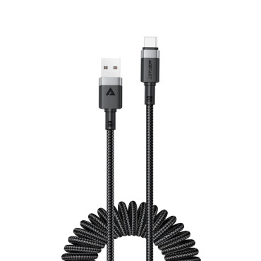 Καλώδιο σπειροειδούς καλωδίου USB-A - USB-C 480MB / S 3A 1.2m - μαύρο