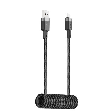 Cable Spiral Cable USB-A - USB-C 480MB / S 3A 1.2m - negro