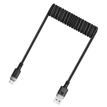 Kabeļu spirālveida kabelis USB-A - USB-C 480MB / S 3A 1.2m - melns
