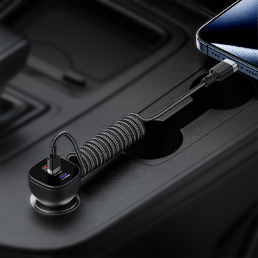 Cable Spiral Cable USB-A - USB-C 480MB / S 3A 1.2m - negro