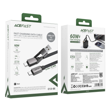 Cabo USB-C de cabo - USB-A / USB-C 480MB / S 3A 0.2m - preto